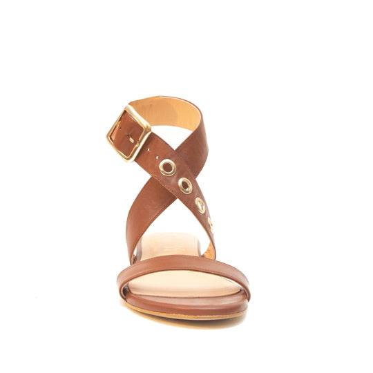 BIANCA SANDALS BROWN LEATHER WITH RINGS