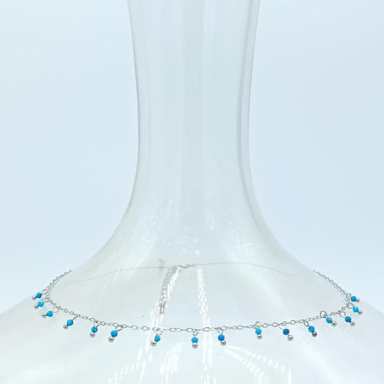 SILVER BLUE TEARS NECKLACE