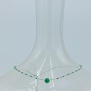 SILVER GREEN STONE NECKLACE