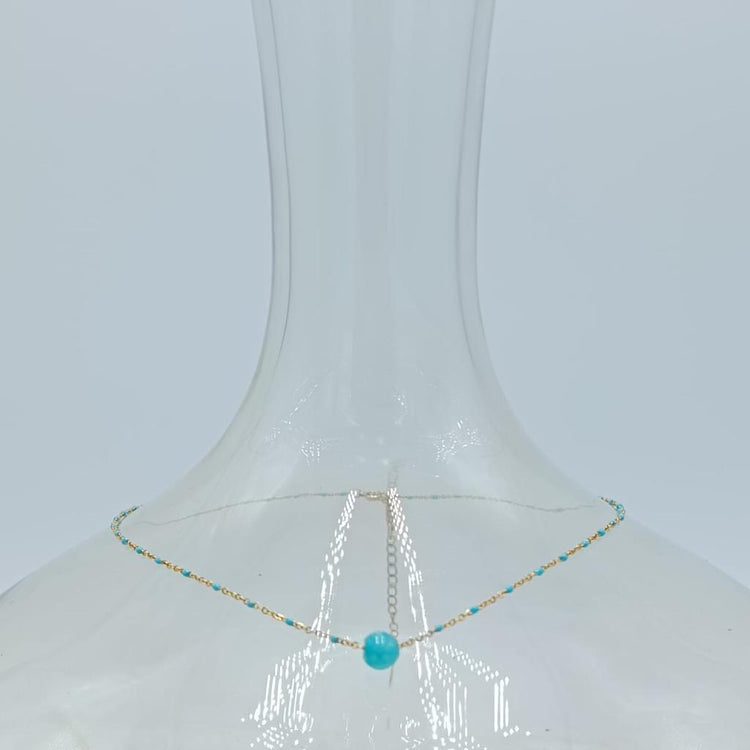 GOLD BLUE STONE NECKLACE