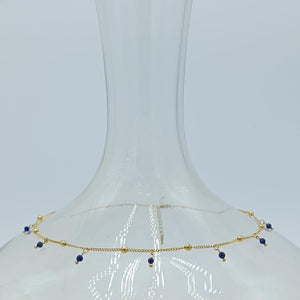 GOLD BEADS WITH BLUE TEARS NECKLACE
