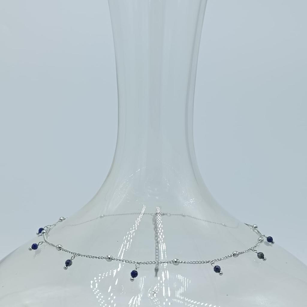 SILVER DOTS WITH BLUE TEARS NECKLACE